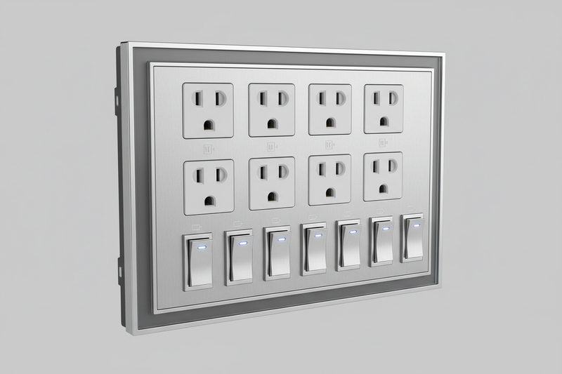 want a image of home residental socket and switch  board in 4k with plain background