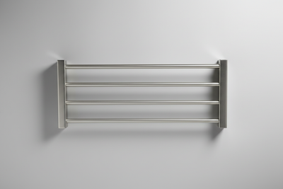 want a image of steel towel holder with 4 rods in 4k with plain background in mid and zoom out